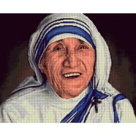 Haft krzyżykowy - do wyboru: kanwa z nadrukiem, nici Ariadna/DMC, wzór graficzny - Matka Teresa z Kalkuty (No 7315)