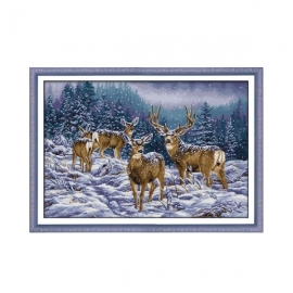 Haft krzyżykowy - Zimowe jelenie - zestaw do haftu