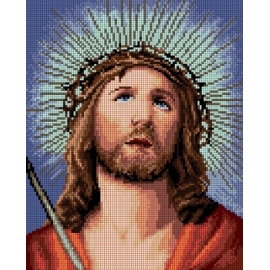 Haft krzyżykowy - do wyboru: kanwa z nadrukiem, nici Ariadna/DMC, wzór graficzny - Jezus w koronie cierniowej (No 7322) VI