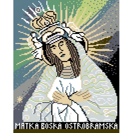 Haft krzyżykowy - do wyboru: kanwa z nadrukiem, nici Ariadna/DMC, wzór graficzny - Matka Boska Ostrobramska (No 5040)