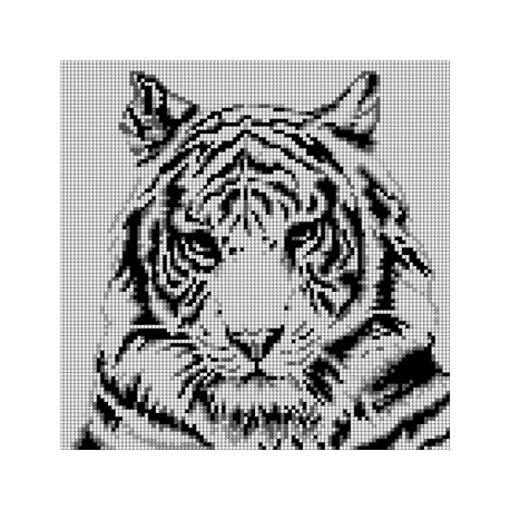Haft krzyżykowy - do wyboru: kanwa z nadrukiem, nici Ariadna/DMC, wzór graficzny - Biały tygrys (No 7312)