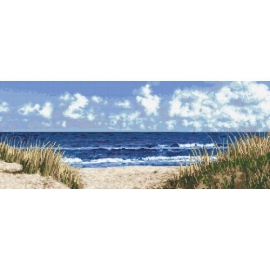 Haft krzyżykowy - do wyboru: kanwa z nadrukiem, nici Ariadna/DMC, wzór graficzny - Morska plaża - No 10283 