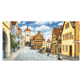 Haft krzyżykowy - do wyboru: kanwa z nadrukiem, nici Ariadna/DMC, wzór graficzny - Malowniczy Rothenburg (No 98975) 