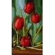 Haft krzyżykowy - do wyboru: kanwa z nadrukiem, nici Ariadna/DMC, wzór graficzny - Czerwone tulipany - 7360