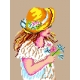 Haft krzyżykowy - do wyboru: kanwa z nadrukiem, nici Ariadna/DMC, wzór graficzny - Dziewczynka w kapeluszu (No 373)