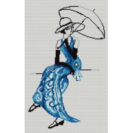Haft krzyżykowy - Kobieta z parasolką (7333)