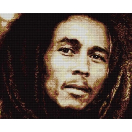Haft krzyżykowy - do wyboru: kanwa z nadrukiem, nici Ariadna/DMC, wzór graficzny Bob Marley  (No 7263) 