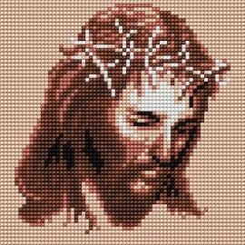 Haft krzyżykowy - do wyboru: kanwa z nadrukiem, nici Ariadna/DMC, wzór graficzny - Obrazek do haftu - Jezus (5932)