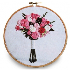 Zestaw do haftu płaskiego z tamborkiem - Bukiet róż