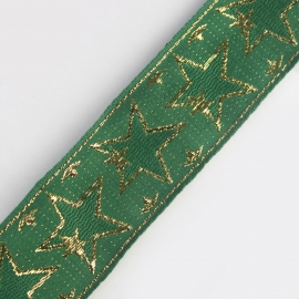 Taśma haftowana gwiazdki - zielona - 5 cm