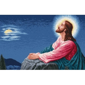 Haft krzyżykowy - do wyboru: kanwa z nadrukiem, nici Ariadna/DMC, wzór graficzny - Modlitwa Jezusa (9739)