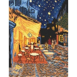 Obrazek do haftu krzyżykowego - Taras kawiarni w nocy