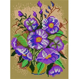 Haft krzyżykowy - do wyboru: kanwa z nadrukiem, nici Ariadna/DMC, wzór graficzny - Bukiet kwiatów (No 535)