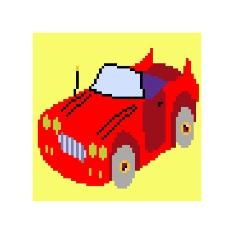 Haft krzyżykowy - do wyboru: kanwa z nadrukiem, nici Ariadna/DMC, wzór graficzny - Czerwony samochód (No 5063)