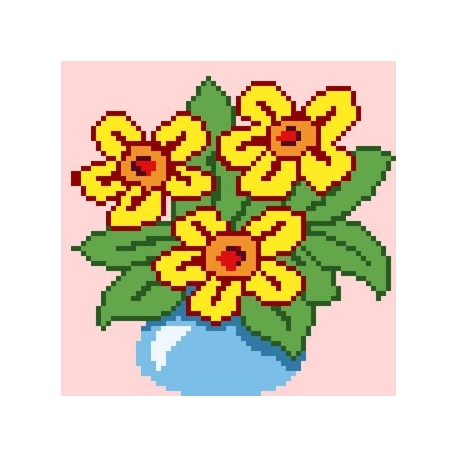 Haft krzyżykowy - do wyboru: kanwa z nadrukiem, nici Ariadna/DMC, wzór graficzny - Bukiet kwiatów (No 5136)