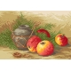 Haft krzyżykowy - do wyboru: kanwa z nadrukiem, nici Ariadna/DMC, wzór graficzny - Martwa natura z jabłkami (No 94020)