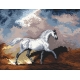 Haft krzyżykowy - do wyboru: kanwa z nadrukiem, nici Ariadna/DMC, wzór graficzny - Koń podczas burzy wg S. Gilpin (No 94030)