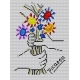 Haft krzyżykowy - do wyboru: kanwa z nadrukiem, nici Ariadna/DMC, wzór graficzny - Bukiet kwiatów Picasso (No 5114)