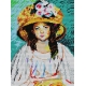 Haft krzyżykowy - do wyboru: kanwa z nadrukiem, nici Ariadna/DMC, wzór graficzny - Fillette w kapeluszu Mary Cassatt (No 363)
