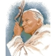 Haft krzyżykowy - do wyboru: kanwa z nadrukiem, nici Ariadna/DMC, wzór graficzny - Papież - Jan Paweł II (No 5203) VI