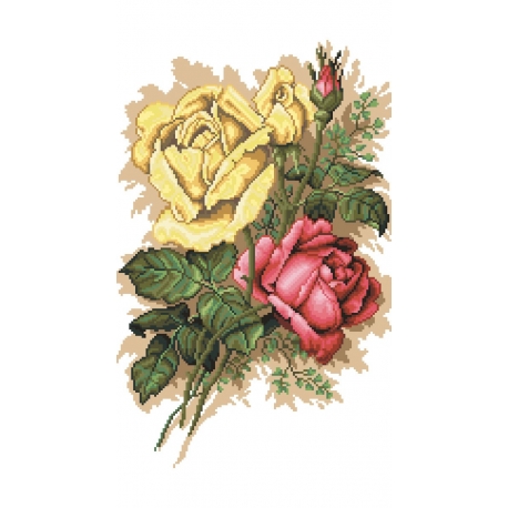 Haft krzyżykowy - do wyboru: kanwa z nadrukiem, nici Ariadna/DMC, wzór graficzny - Róże (No 7015)
