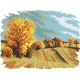Haft krzyżykowy - do wyboru: kanwa z nadrukiem, nici Ariadna/DMC, wzór graficzny - Cztery pory roku - jesień (No 5285)