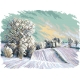 Haft krzyżykowy - do wyboru: kanwa z nadrukiem, nici Ariadna/DMC, wzór graficzny - Cztery pory roku - zima (No 5286)