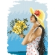 Haft krzyżykowy - do wyboru: kanwa z nadrukiem, nici Ariadna/DMC, wzór graficzny - Dziewczyna w kapeluszu (No 5289)