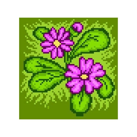 Haft krzyżykowy - do wyboru: kanwa z nadrukiem, nici Ariadna/DMC, wzór graficzny - Kwiatki (No 5515)