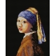 Haft krzyżykowy - do wyboru: kanwa z nadrukiem, nici Ariadna/DMC, wzór graficzny - Dziewczyna z perłą wg J. Vermeera (No 94514)