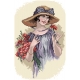 Haft krzyżykowy - do wyboru: kanwa z nadrukiem, nici Ariadna/DMC, wzór graficzny - Kobieta w kapeluszu (No 5312)