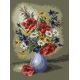 Haft krzyżykowy - do wyboru: kanwa z nadrukiem, nici Ariadna/DMC, wzór graficzny - Kwiaty w wazonie (No 5317)