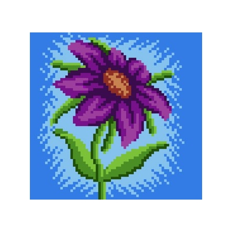 Haft krzyżykowy - do wyboru: kanwa z nadrukiem, nici Ariadna/DMC, wzór graficzny - Kwiatek (No 5572)