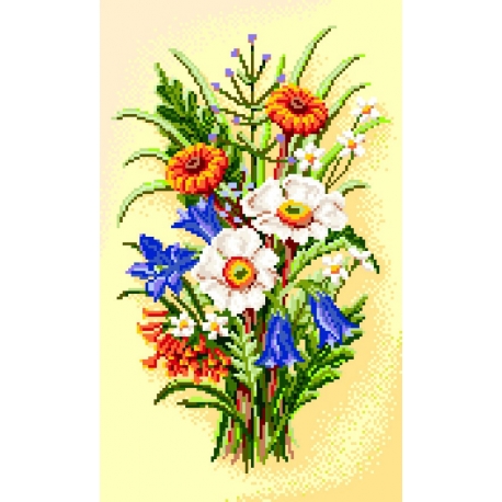 Haft krzyżykowy - do wyboru: kanwa z nadrukiem, nici Ariadna/DMC, wzór graficzny - Bukiet kwiatów (No 5231)