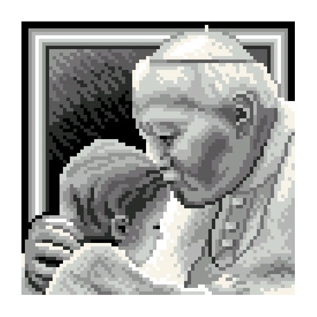 Haft krzyżykowy - do wyboru: kanwa z nadrukiem, nici Ariadna/DMC, wzór graficzny - Jan Paweł II z dzieckiem (No 5645) VI