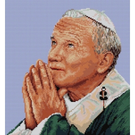 Haft krzyżykowy - do wyboru: kanwa z nadrukiem, nici Ariadna/DMC, wzór graficzny - Papież Jan Paweł II (No 7231) VI