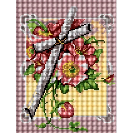 Haft krzyżykowy - do wyboru: kanwa z nadrukiem, nici Ariadna/DMC, wzór graficzny - Krzyż w kwiatach (No 5470)
