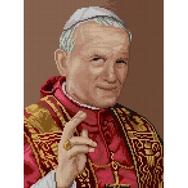 Haft krzyżykowy - do wyboru: kanwa z nadrukiem, nici Ariadna/DMC, wzór graficzny - Papież Jan Paweł II (No 7206)