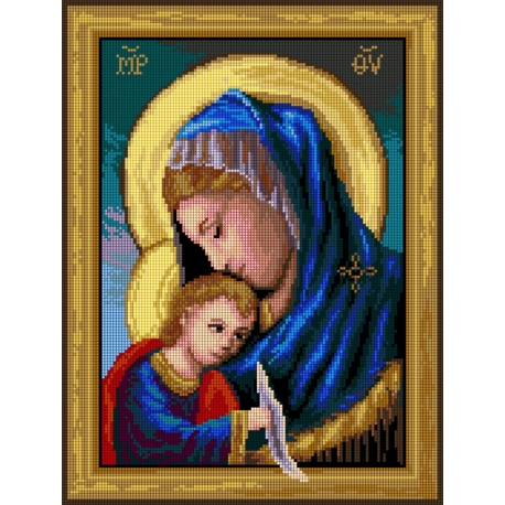 Haft krzyżykowy - do wyboru: kanwa z nadrukiem, nici Ariadna/DMC, wzór graficzny - Maryja z dzieciątkiem (No 7237) VI