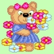 Haft krzyżykowy - do wyboru: kanwa z nadrukiem, nici Ariadna/DMC, wzór graficzny - Dziewczynka - miś z kwiatkami (No 5662)