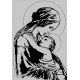 Haft krzyżykowy - do wyboru: kanwa z nadrukiem, nici Ariadna/DMC, wzór graficzny - Maryja z dzieciątkiem (No 7214)