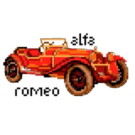 Haft krzyżykowy - do wyboru: kanwa z nadrukiem, nici Ariadna/DMC, wzór graficzny - Alfa Romeo (No 5814)