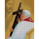 Haft krzyżykowy - do wyboru: kanwa z nadrukiem, nici Ariadna/DMC, wzór graficzny - Jan Paweł II (No 7260)