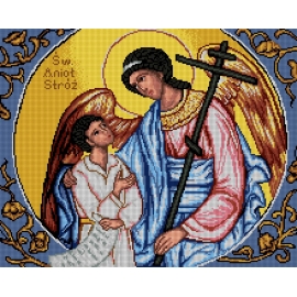 Haft krzyżykowy - do wyboru: kanwa z nadrukiem, nici Ariadna/DMC, wzór graficzny - Icon - Guardian Angel (No 7270) VI