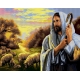 Haft krzyżykowy - do wyboru: kanwa z nadrukiem, nici Ariadna/DMC, wzór graficzny - Jezus Chrystus z Owieczkami (No 7277) VI