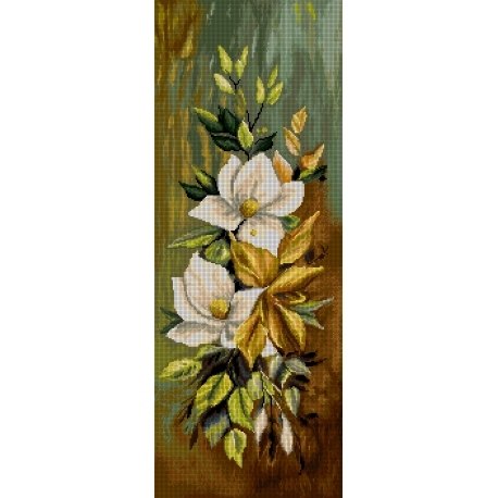 Haft krzyżykowy - do wyboru: kanwa z nadrukiem, nici Ariadna/DMC, wzór graficzny - Kompozycja kwiatów (No 7290)