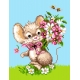 Haft krzyżykowy - do wyboru: kanwa z nadrukiem, nici Ariadna/DMC, wzór graficzny - Myszka z kwiatami (No 5730)