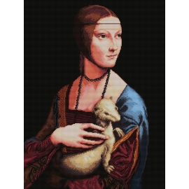 Haft krzyżykowy - wybór: kanwa z nadrukiem, nici Ariadna/DMC, wzór graficzny - Dama z łasiczką Leonardo da Vinci (No 7107) VI