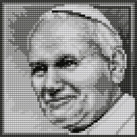 Haft krzyżykowy - do wyboru: kanwa z nadrukiem, nici Ariadna/DMC, wzór graficzny - Papież - Jan Paweł II (No 5642) VI