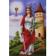 Haft krzyżykowy - do wyboru: kanwa z nadrukiem, nici Ariadna/DMC, wzór graficzny - Święta Barbara (No 7178)